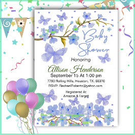 Blue Boy Butterfly Baby Shower-inbjudan Inbjudningar