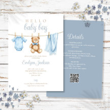 Blue Boy Clothesline Baby Shower allt i ett