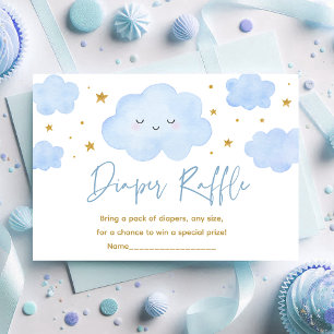 Blue Boy Cloud Stars Baby Sprinkle Diaper Raffle Tilläggskort