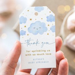 Blue Boy Cloud Stars Baby Sprinkle Presentetikett