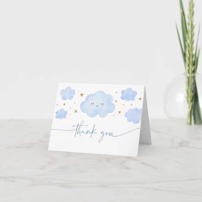 Blue Boy Cloud Stars Baby Sprinkle Tack Kort (Framsida)