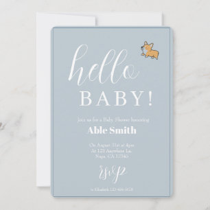 Blue Boy Corgi Baby Shower-inbjudan Inbjudningar