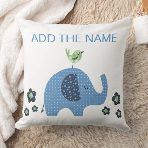 Blue Boy Cute Elephant Baby Shower Dekorativ kudde
