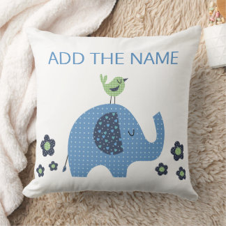 Blue Boy Cute Elephant Baby Shower Dekorativ kudde