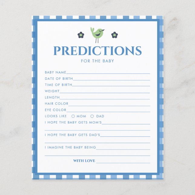 Blue Boy Cute Elephant-förutsägelse för babyskor (Framsida)