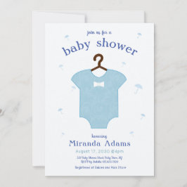 Blue Boy Dress Baby Shower Inbjudningar