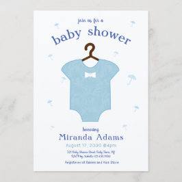 Blue Boy Dress Baby Shower Inbjudningar