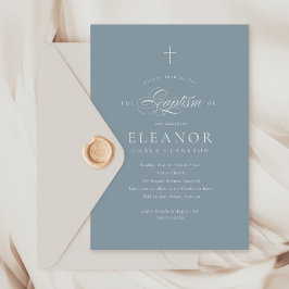 Blue Boy Elegant Kor Calligraphy Baptism Inbjudningar