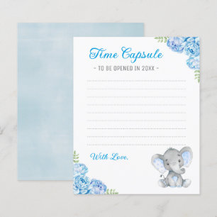 Blue Boy Elephant Baby Shower Time Capsule Cards