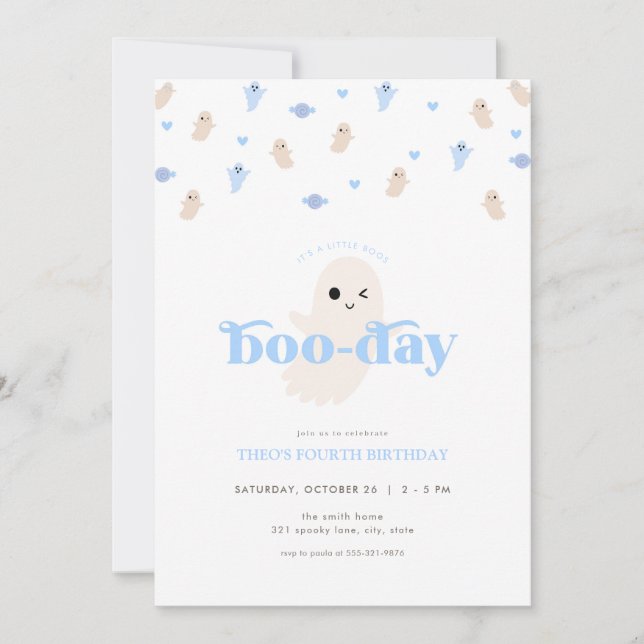 Blue Boy Ghost Halloween Birthday-inbjudan Inbjudningar (Framsida)