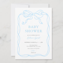 Blue Boy Hand plockade Bow Baby Shower-inbjudan