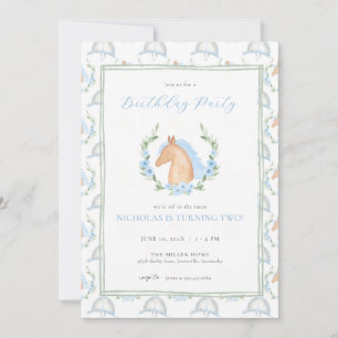 Blue Boy Horse Kentucky Derby Birthday-inbjudan Inbjudningar