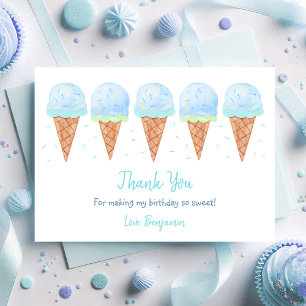 Blue Boy Ice Cream Sprinkles Birthday Tack Kort