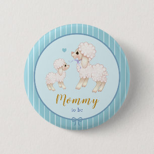 Blue Boy Lamb Baby Shower Mamma att vara knapp