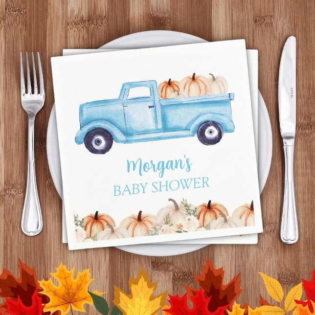 Blue Boy Little Pumpkin Cute Baby Shower Pappersservett (Skapare uppladdad)