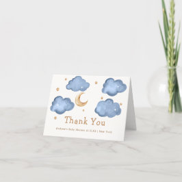 Blue Boy Måne Stars Twinkle Twinkle Baby Shower Tack Kort