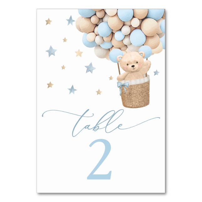 Blue Boy Nalle Baby Shower Bordsnummer (Framsidan)