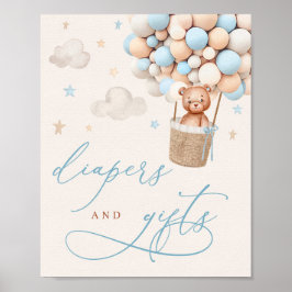 Blue Boy Nalle Baby Shower Diaper & Gift Poster