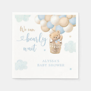 Blue Boy Nalle Luftballong Baby Shower Pappersservett