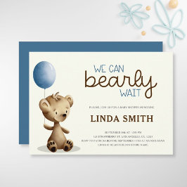Blue Boy Nalle vi kan bota Baby Shower Inbjudningar