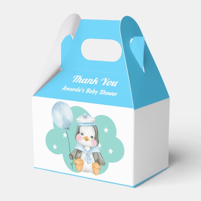 Blue Boy Shower Penguin Animal Favoritbox Presentaskar (Framsidan Sidan)