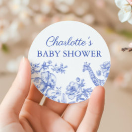 Blue Boy Shower Safari Toile de Jouy Runt Klistermärke