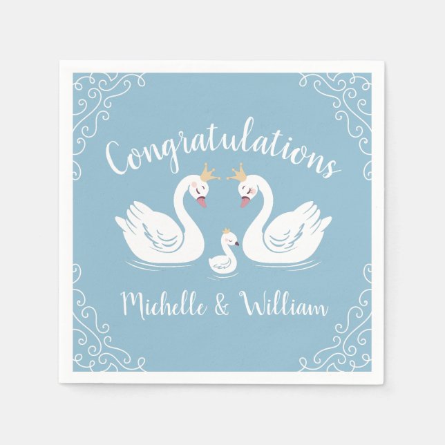 Blue Boy Svan Baby Shower Pappersservett (Framsidan)