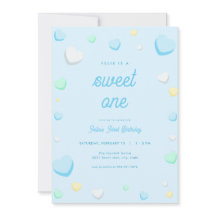 Blue Boy Sweet One First Birthday-inbjudan