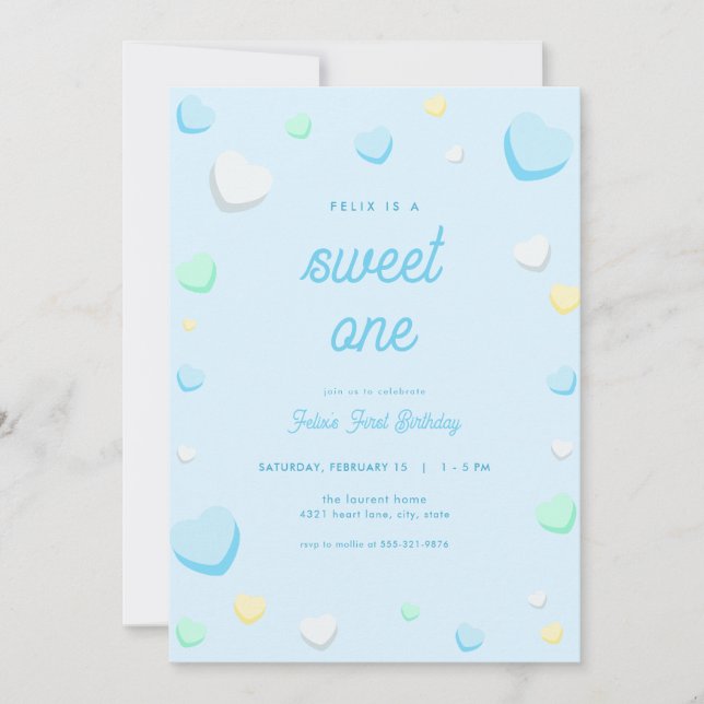 Blue Boy Sweet One First Birthday-inbjudan Inbjudningar (Framsida)