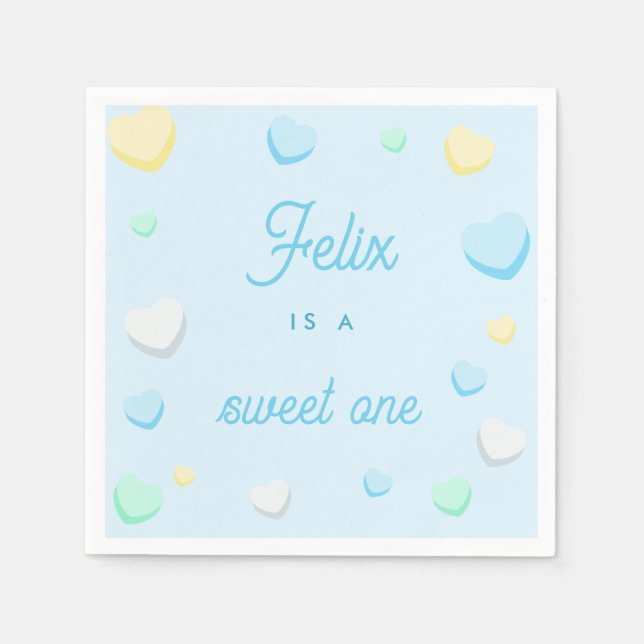 Blue Boy Sweet One First Birthday Napkins Pappersservett (Framsidan)