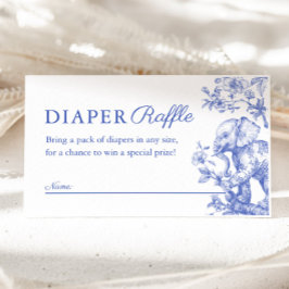 Blue Boy Toile Safari Diaper Raffle Baby Shower Tilläggskort