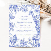 Blue Boy Toile Safari Elegant Baby Shower
