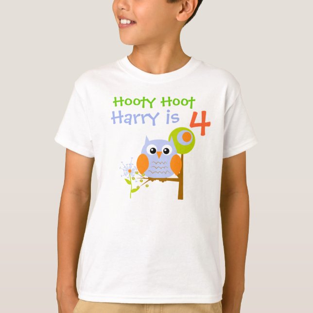 Blue Boy Uggla Personlig Birthday T-shirt (Framsida)