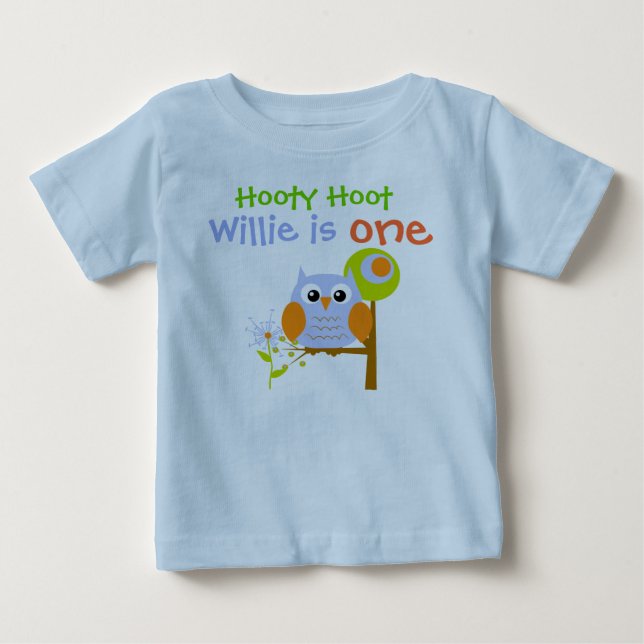 Blue Boy Uggla Personlig Birthday T-shirt (Framsida)