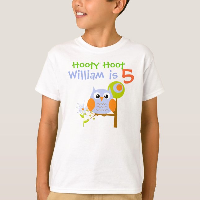 Blue Boy Uggla Personlig Birthday T-shirt (Framsida)