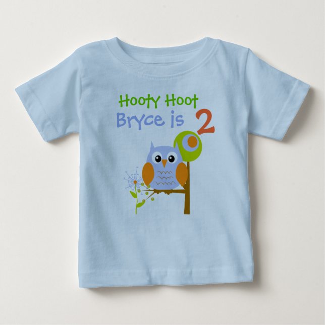 Blue Boy Uggla Personlig Birthday T-shirt (Framsida)