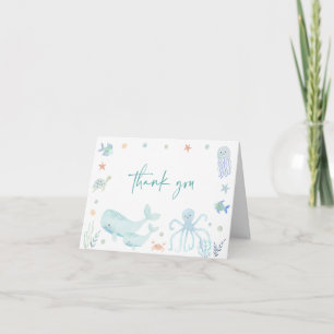 Blue Boy under Sea Baby Shower Tack Kort