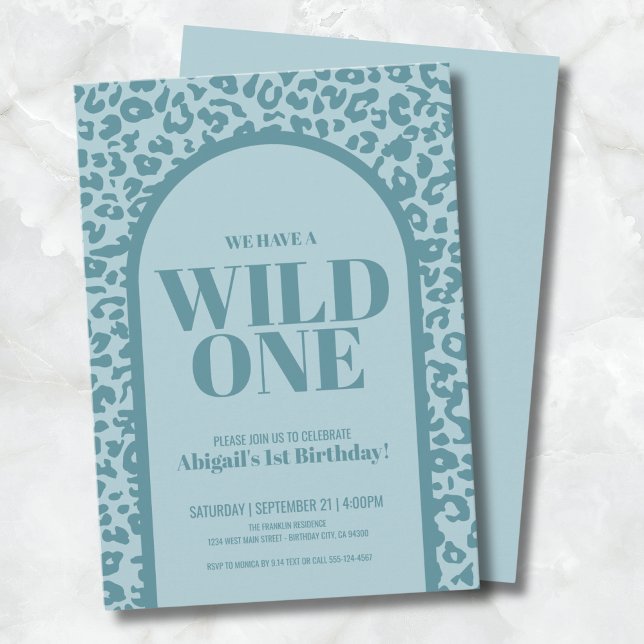 Blue Boy Vild 1:a födelsedag Party Inbjudningar (Blue Boy Wild One 1st Birthday Party Invitation)
