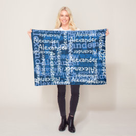Blue Boy's All-over Namn Collage Personlig Fleecefilt