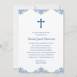 Blue Boys Baptism/Christening Inbjudningar