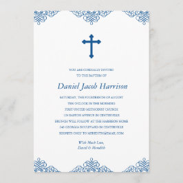 Blue Boys Baptism/Christening Inbjudningar