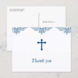 Blue Boys Baptism/Christening Tack Vykort