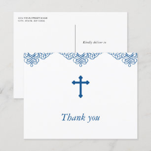Blue Boys Baptism/Christening Tack Vykort