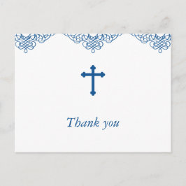 Blue Boys Baptism/Christening Tack Vykort