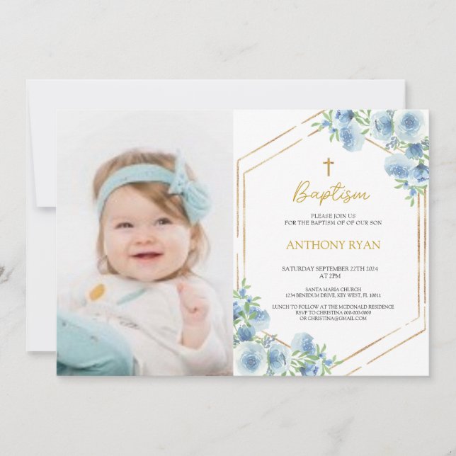 Blue Boys Baptism Inbjudningar (Framsida)