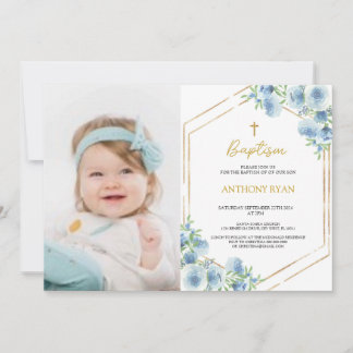 Blue Boys Baptism Inbjudningar
