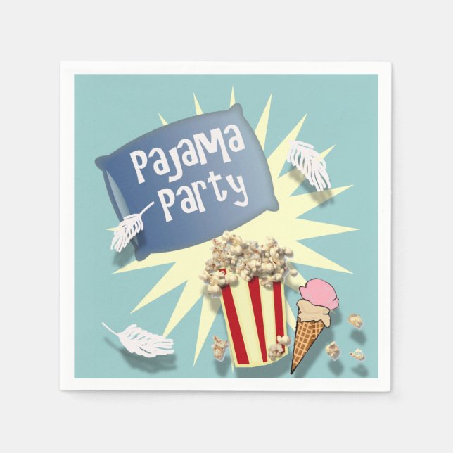 Blue Boys Sleepover Pajama Party napkin Pappersservett (Framsidan)