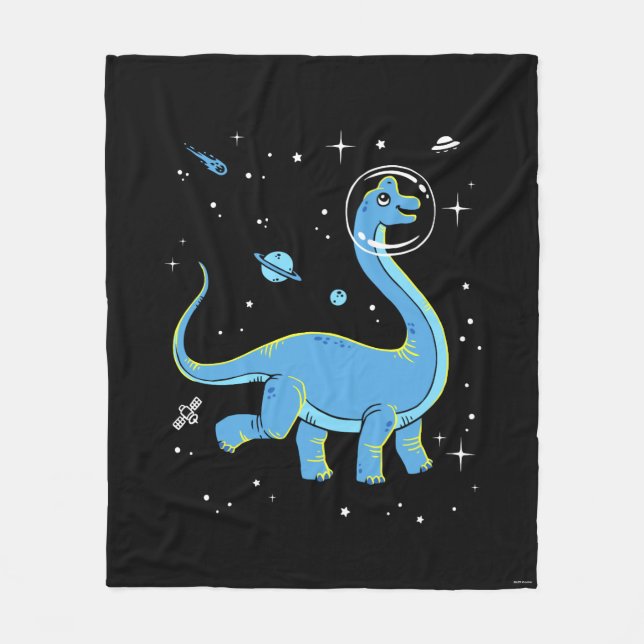 Blue Brachiosaurus Dinos in Space Fleecefilt (Framsidan)