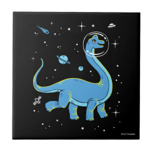 Blue Brachiosaurus Dinos in Space Kakelplatta
