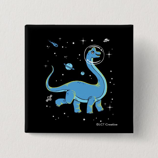 Blue Brachiosaurus Dinos in Space Knapp (Framsida)
